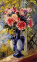 Renoir, Pierre Auguste - Bouquet of Roses in a Blue Vase
